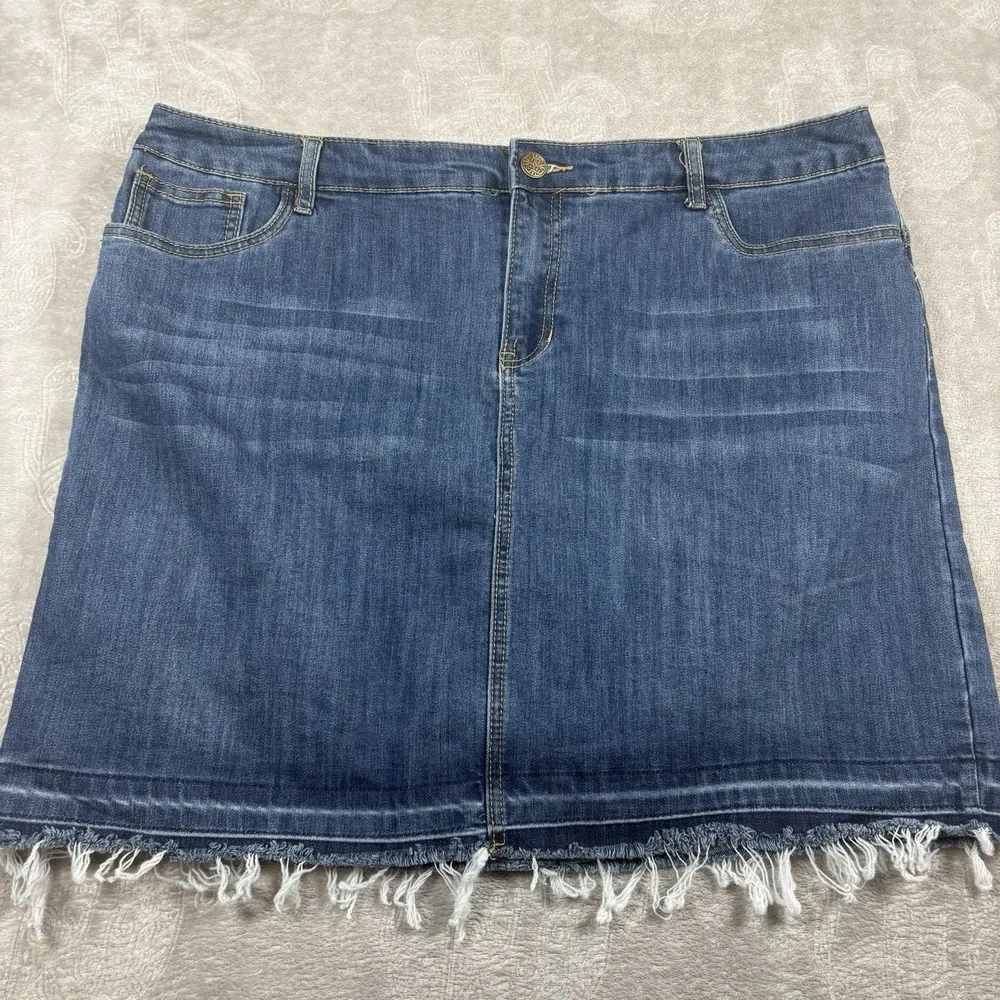 Christopher & Banks Jean Skirt Women's Size 16 Blue Denim Shorts Mini‎ Skirt